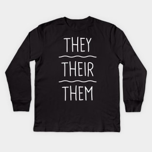 They, Their, Them Gender Pronouns | Non Binary Kids Long Sleeve T-Shirt